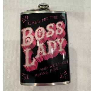 Unbranded Boss Lady Hip Flask Womens 6oz Black Pink NWOT Stainless Steel Novelty